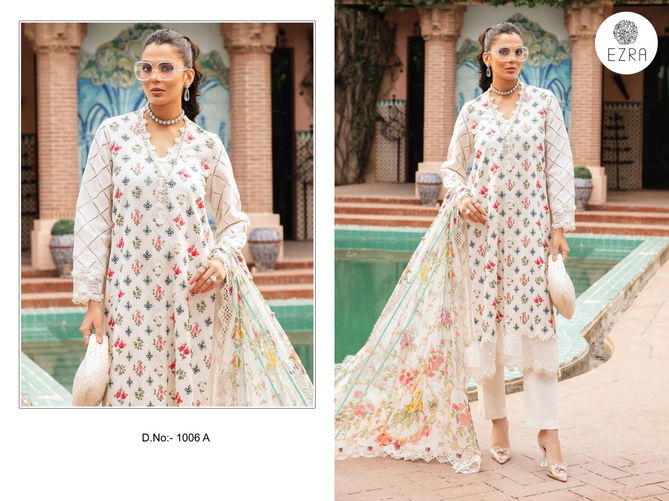 Ezra 1006 AB Cotton Embroidery Pakistani Suits Wholesale Shop In Surat
